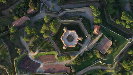 Citadel-maritime-museum-Saint-Tropez-aerial-top-shot-during-sunrise-fortress
